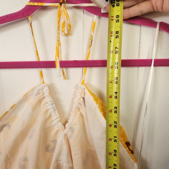 Mango Sunflower Cotton Maxi Dress Halter Sleeveless Size XL NEW NWT Boho Yellow - Picture 9 of 12
